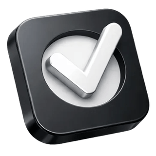 3D confirmation tick icon on the Cobalt Rendix about page